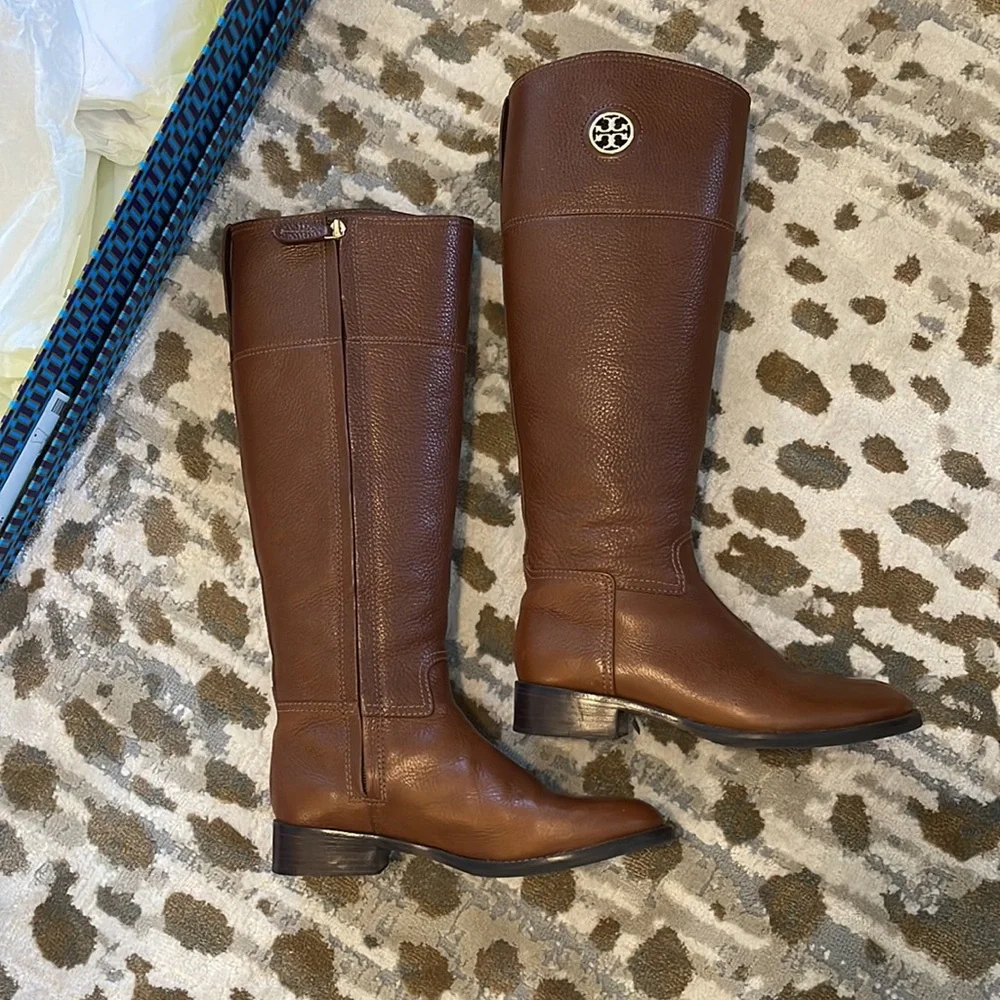 Tory Burch “Junction” Brown Leather Riding Boots – Size 7, Box Included